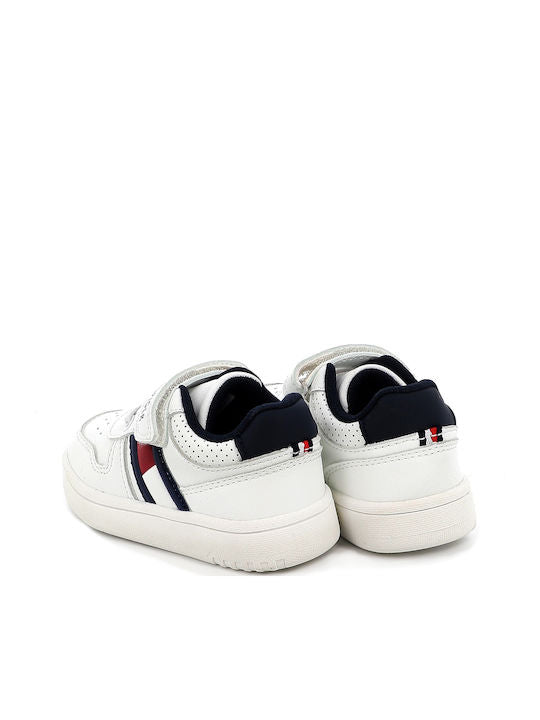 Tommy Hilfiger Kids' White Low-Cut Sneakers with Velcro & Elastic Laces