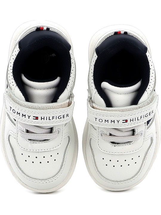 Tommy Hilfiger Kids' White Low-Cut Sneakers with Velcro & Elastic Laces