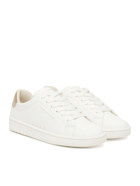 Tommy Hilfiger Classic Low-Cut Synthetic Leather Lace-up Kids Sneakers White
