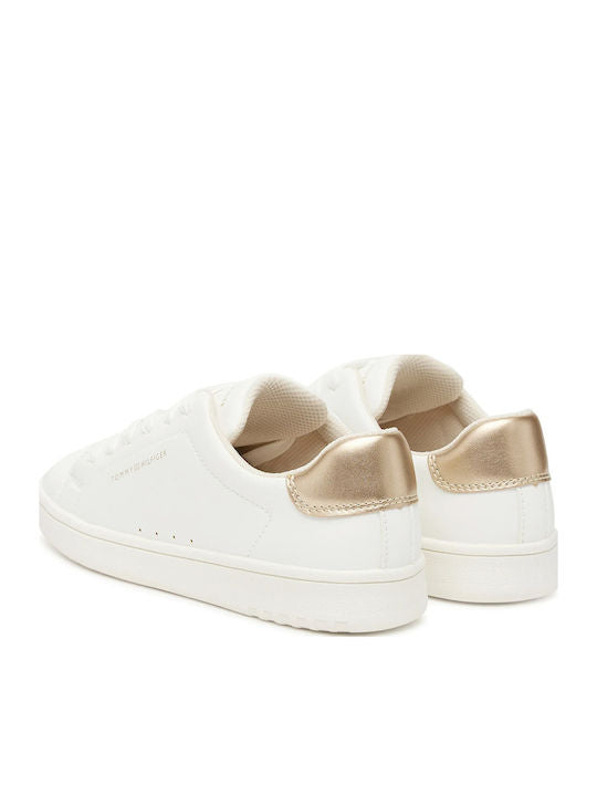 Tommy Hilfiger Classic Low-Cut Synthetic Leather Lace-up Kids Sneakers White