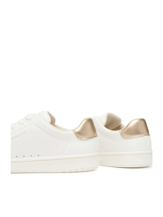 Tommy Hilfiger Classic Low-Cut Synthetic Leather Lace-up Kids Sneakers White