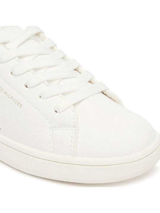 Tommy Hilfiger Classic Low-Cut Synthetic Leather Lace-up Kids Sneakers White