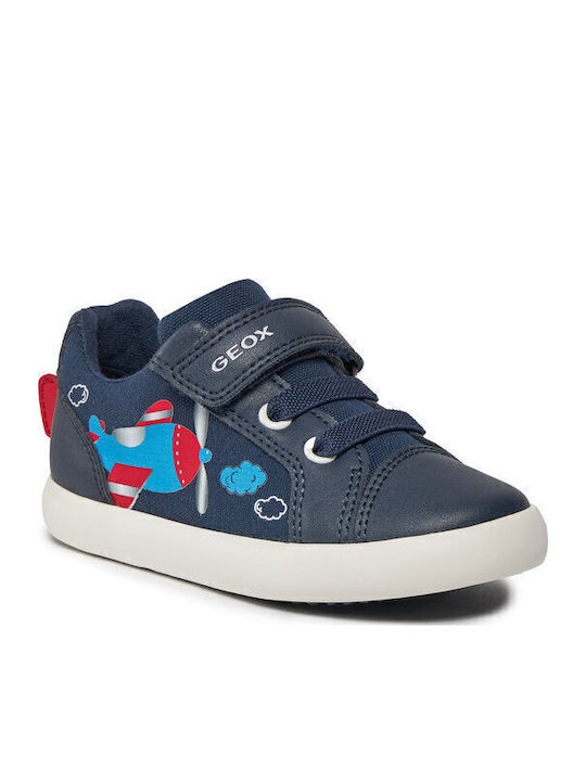 Geox B Gisli Kids Anatomic Navy Blue Sneakers with Easy Velcro Closure