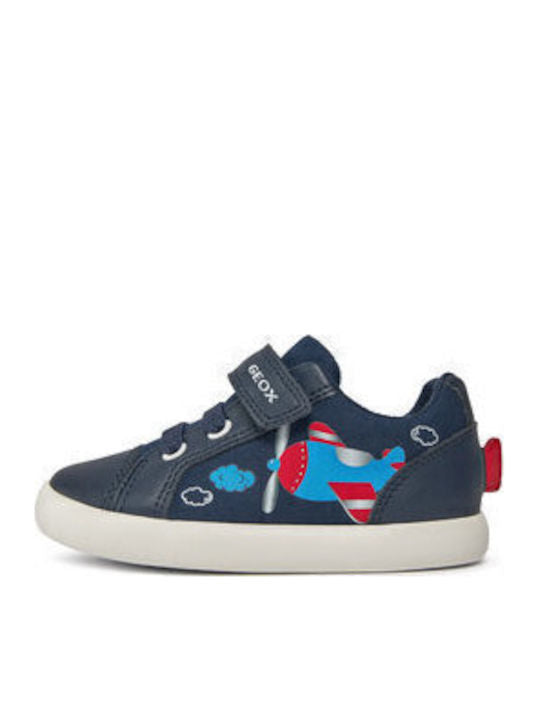 Geox B Gisli Kids Anatomic Navy Blue Sneakers with Easy Velcro Closure