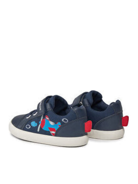 Geox B Gisli Kids Anatomic Navy Blue Sneakers with Easy Velcro Closure