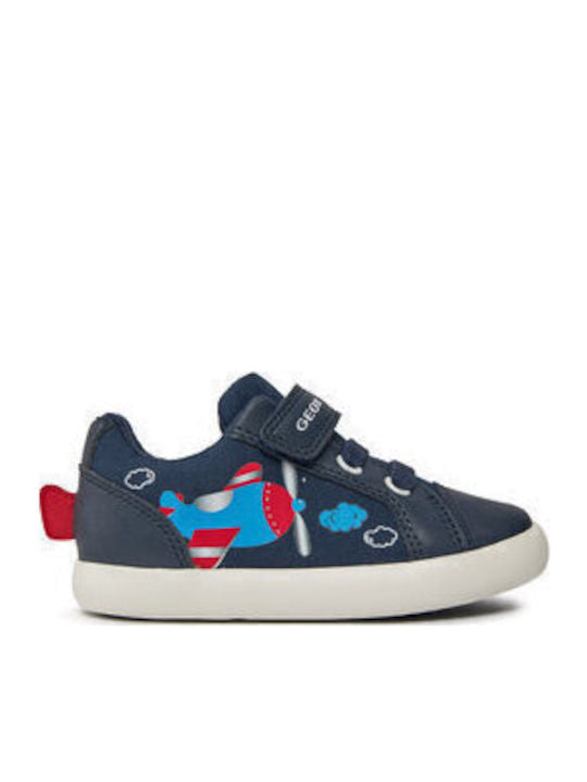 Geox B Gisli Kids Anatomic Navy Blue Sneakers with Easy Velcro Closure