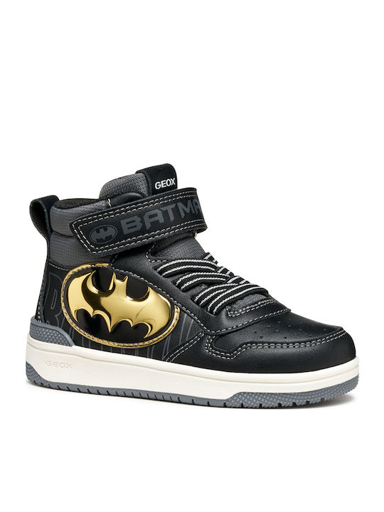 Geox Ciberdron Kids' Anatomic High-Top Black Sneakers Batman Theme J56LQG05411C0495