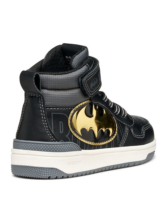Geox Ciberdron Kids' Anatomic High-Top Black Sneakers Batman Theme J56LQG05411C0495