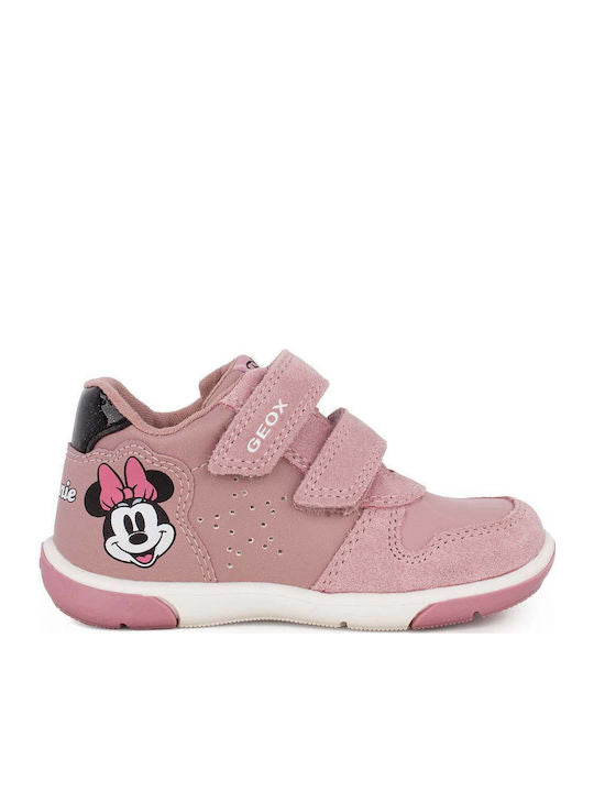 Geox B Zapito Kids High-Top Anatomic Sneakers with Velcro Closure Pink