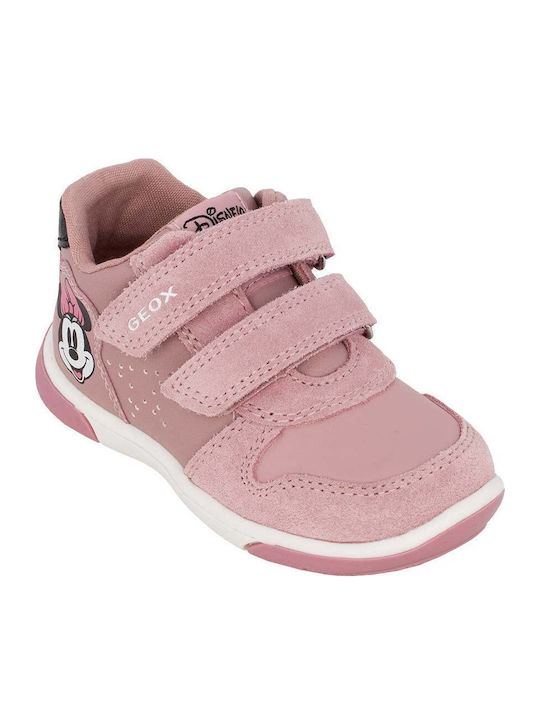 Geox B Zapito Kids High-Top Anatomic Sneakers with Velcro Closure Pink