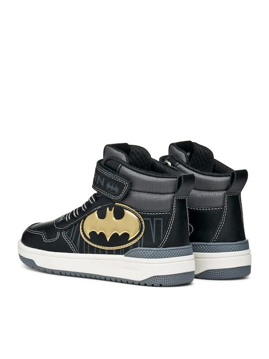 Geox Ciberdron Kids' Anatomic High-Top Black Sneakers Batman Theme J56LQG05411C0495