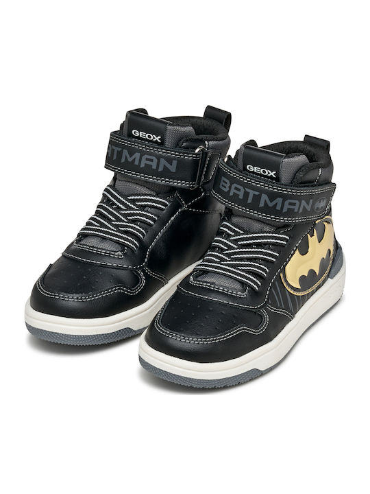 Geox Ciberdron Kids' Anatomic High-Top Black Sneakers Batman Theme J56LQG05411C0495
