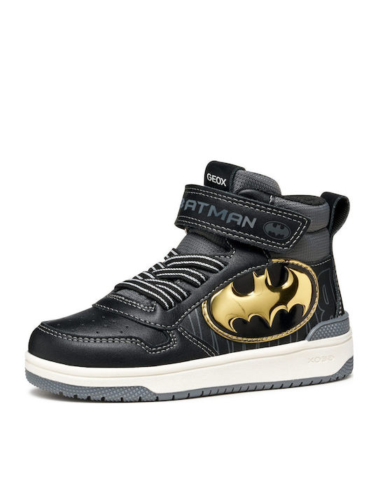 Geox Ciberdron Kids' Anatomic High-Top Black Sneakers Batman Theme J56LQG05411C0495