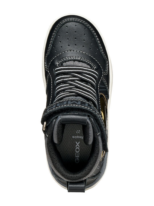 Geox Ciberdron Kids' Anatomic High-Top Black Sneakers Batman Theme J56LQG05411C0495