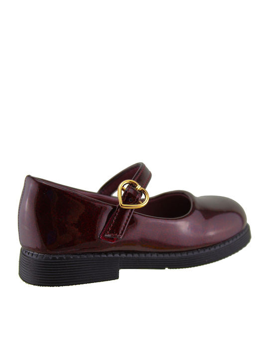 Adam's Shoes Kids Burgundy Patent Leather Ballerinas with Adjustable Metal Clasp