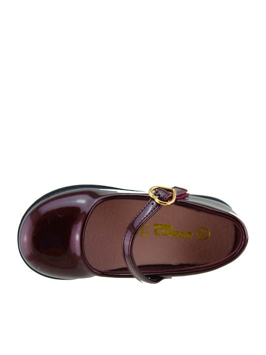 Adam's Shoes Kids Burgundy Patent Leather Ballerinas with Adjustable Metal Clasp