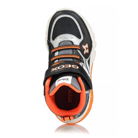 Geox J Ciberdron Boy Black/Silver Kid's Shoes with Lights and Velcro Closure
