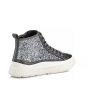 Geox J Laquinny Girl Kids Booties: Breathable Silver Glitter Sneakers for Girls