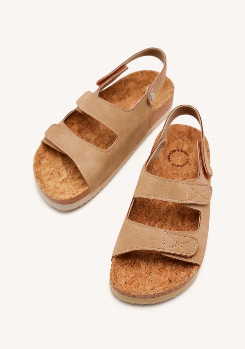 Gioseppo Krapina Taupe BIO Sole Sandals with Adjustable Hook-and-Loop Closures
