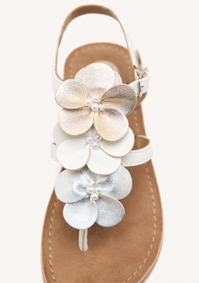 Elegant Greek-Style Leather Flower Sandals for Women - Stylish Summer Footwear