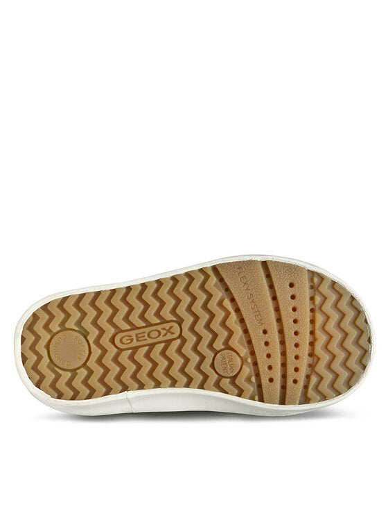 Geox B Kilwi Girl Beige High-Top Sneakers with Breathable Sole for Kids