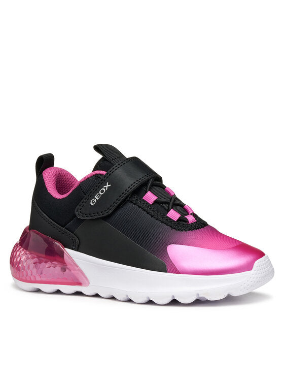 Geox J Activart Illuminus Girls' Light-Up Athletic Sneakers - Black/Pink