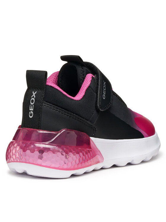 Geox J Activart Illuminus Girls' Light-Up Athletic Sneakers - Black/Pink
