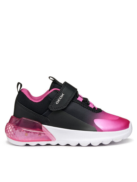 Geox J Activart Illuminus Girls' Light-Up Athletic Sneakers - Black/Pink