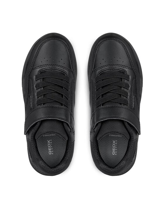 Geox J Perth Boy Breathable Black Athletic Sneakers for Active Kids