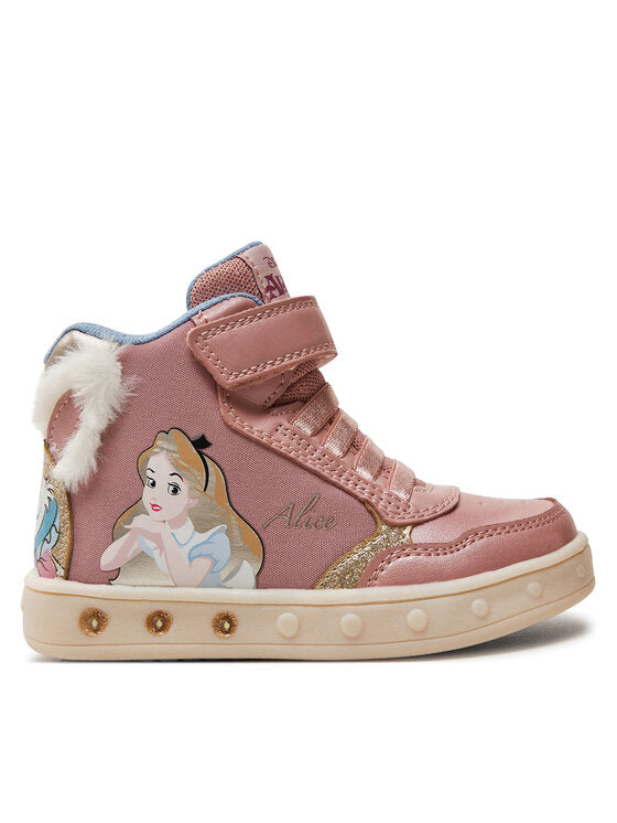 Geox J Skylin Girl Pink Breathable Light-Up High-Top Athletic Sneakers