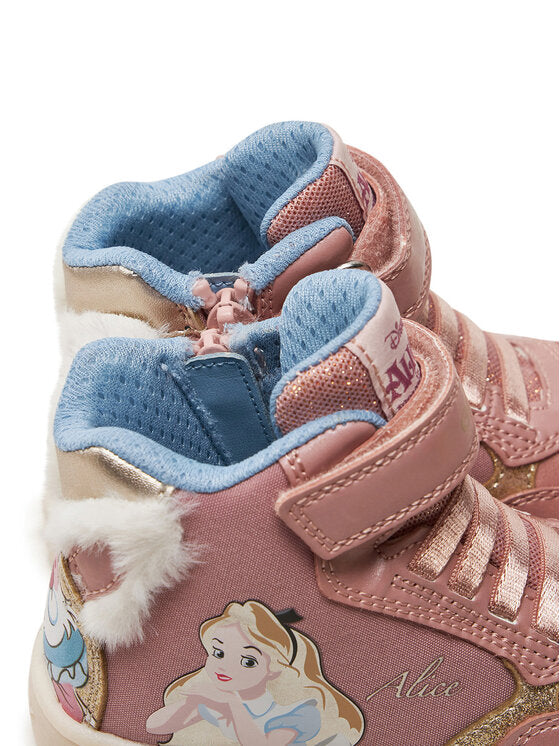 Geox J Skylin Girl Pink Breathable Light-Up High-Top Athletic Sneakers