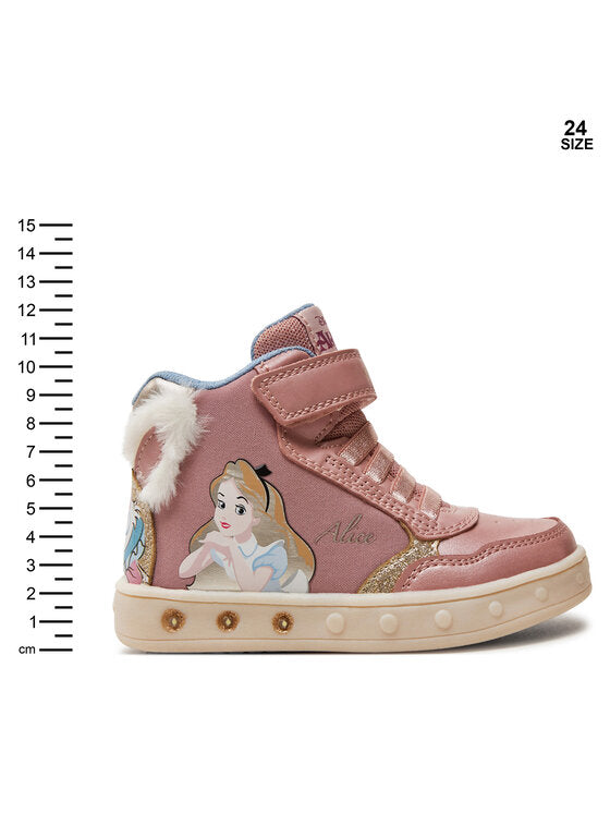 Geox J Skylin Girl Pink Breathable Light-Up High-Top Athletic Sneakers