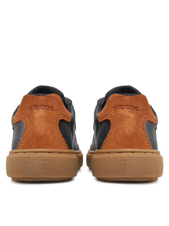 Geox Theleven Boy's Black Athletic Sneakers: Easy Hook-Loop, Breathable Comfort