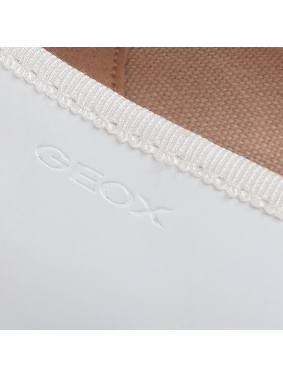Geox Girls' Plie' A Breathable White Ballet Flats with Strap