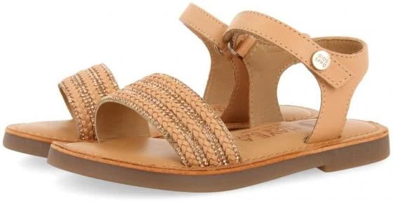 Comfortable nude Leather Mireval Sandals with Rhinestones for girls 71887 72124