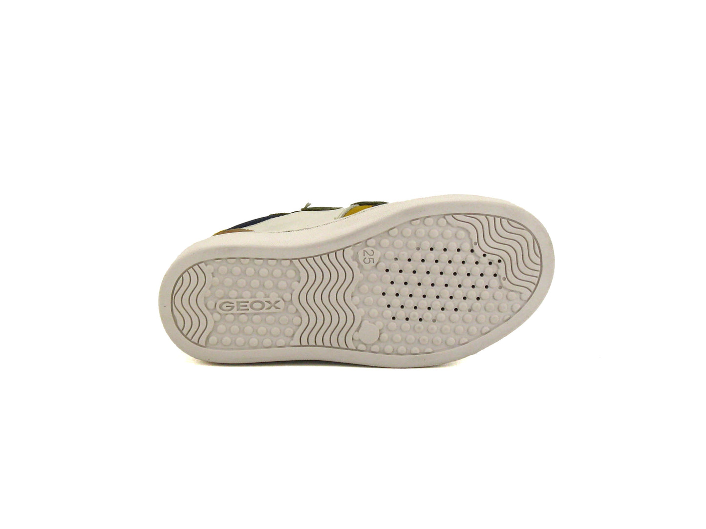 Geox Nashik B465NC Ivory Green Kids' Breathable Leather Dual Velcro Sneakers