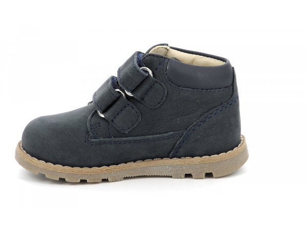 Kickers Nogankro Marine Kids' Navy Leather Ankle Boots with Velcro Closure