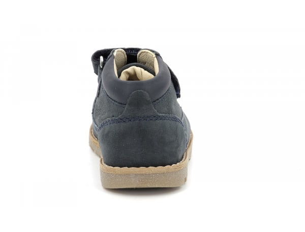 Kickers Nogankro Marine Kids' Navy Leather Ankle Boots with Velcro Closure