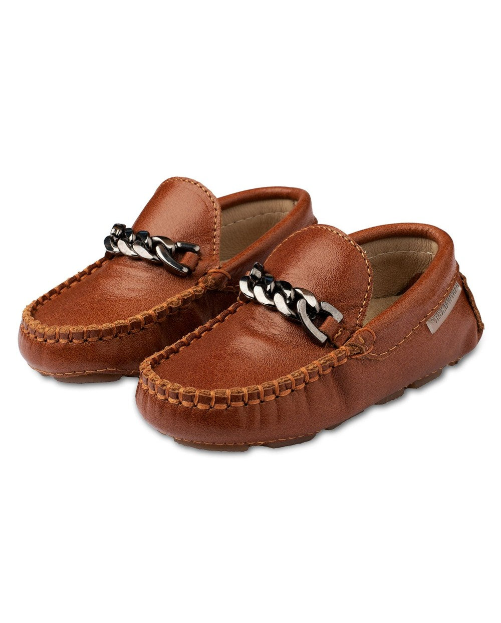 Boys' Elegant Tan Loafer Shoes with Metal Buckle by Babywalker