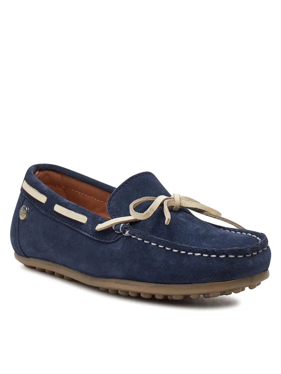 Navy Blue Boys Leather Nautical Style Moccasin with Flexible Sole 72127
