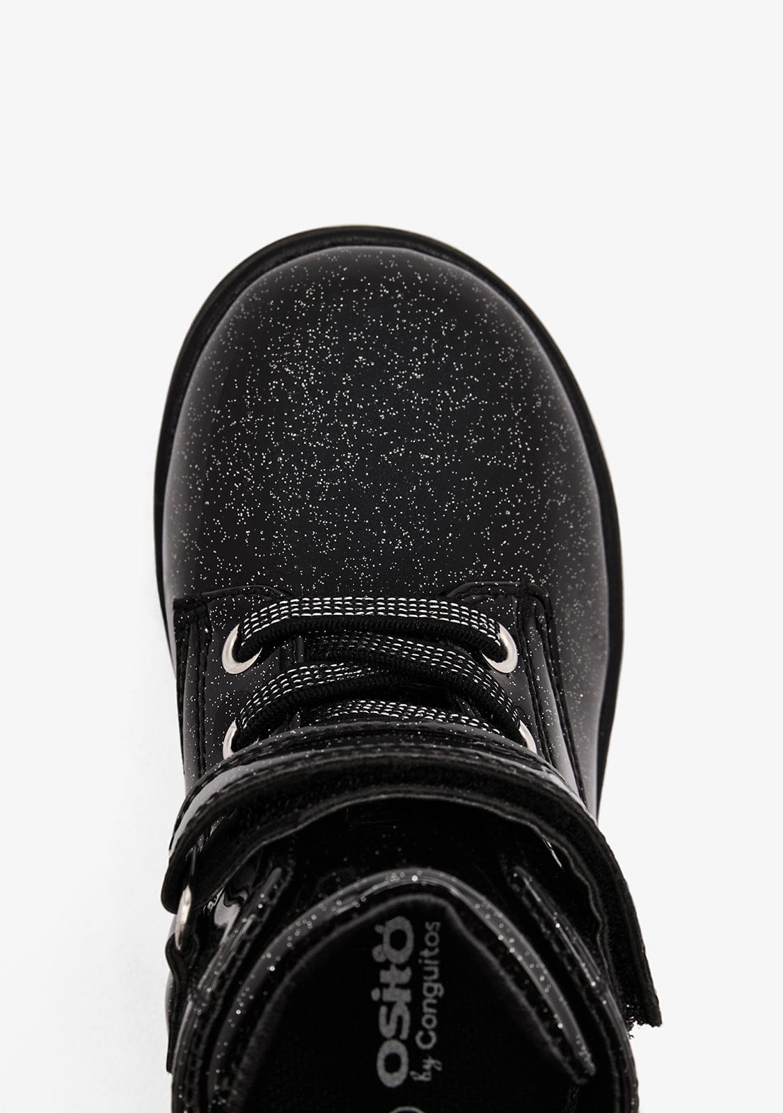 Sparkling Black Glitter Strap Kids Respectful Comfortable Boots