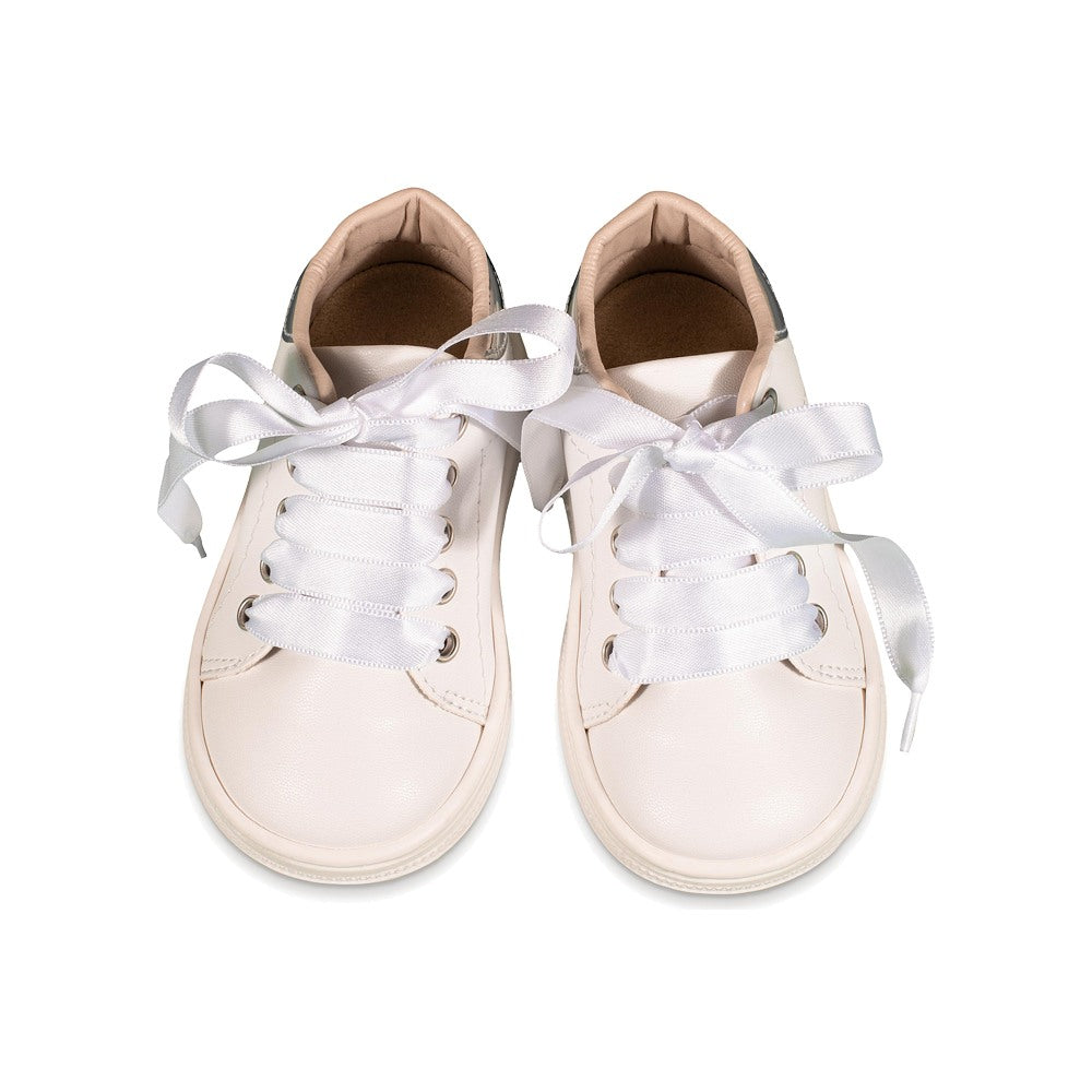 Babywalker 3580 White Nappa Synthetic Leather Lace-Up Baby Girl Sneakers