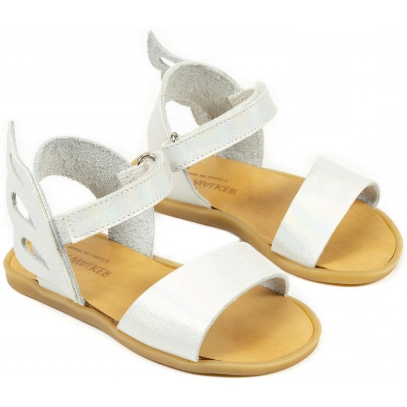 Elegant Babywalker GR0068 White Leather Baptism Sandals for Little Girls