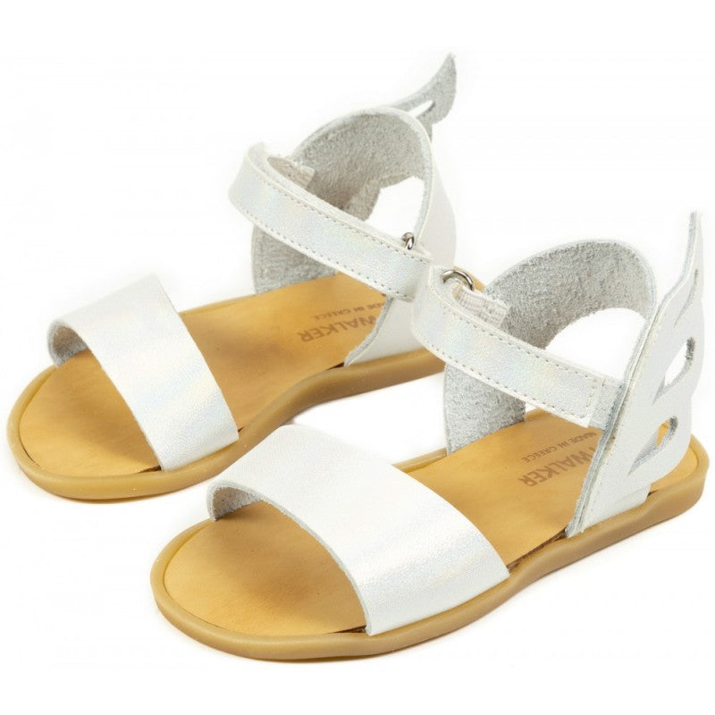 Elegant Babywalker GR0068 White Leather Baptism Sandals for Little Girls