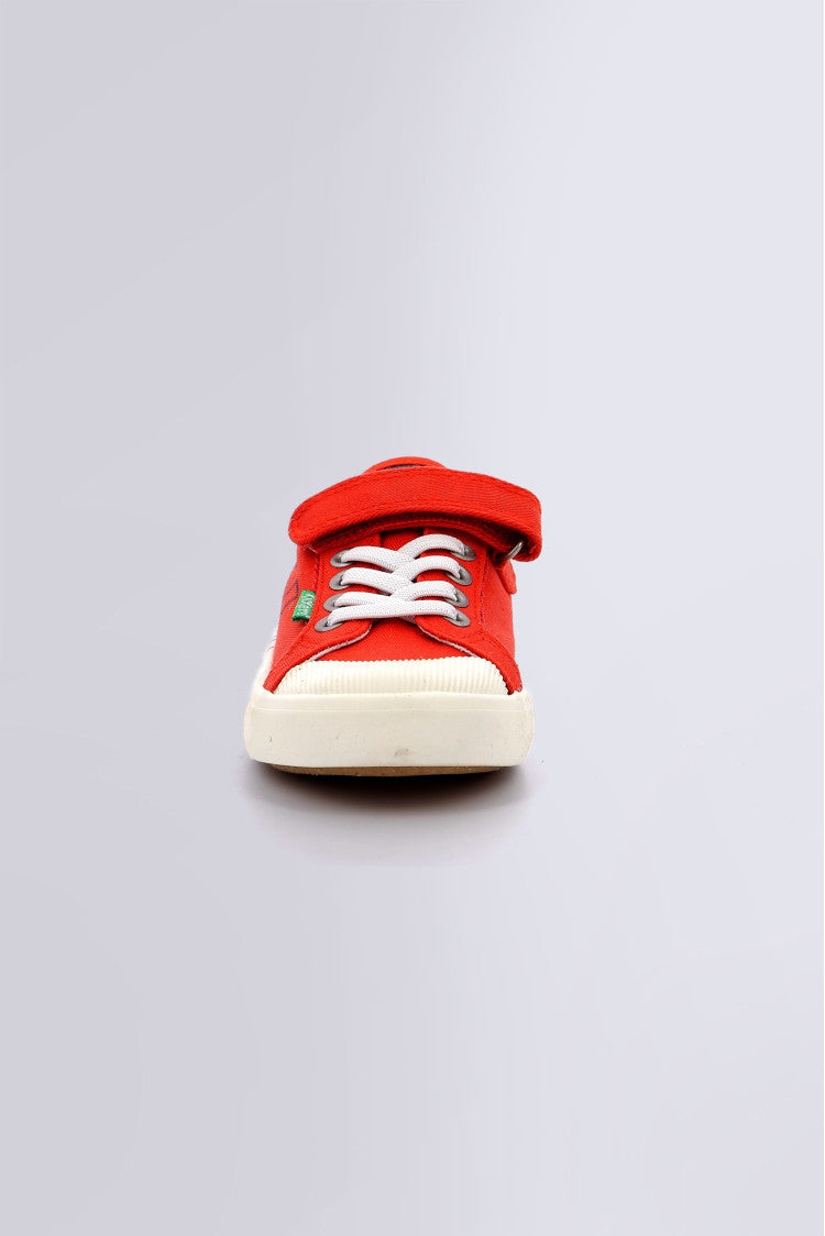 Kickers Kickgoldi Red Unisex Kids Canvas Trainers - Easy Velcro Elastic Laces