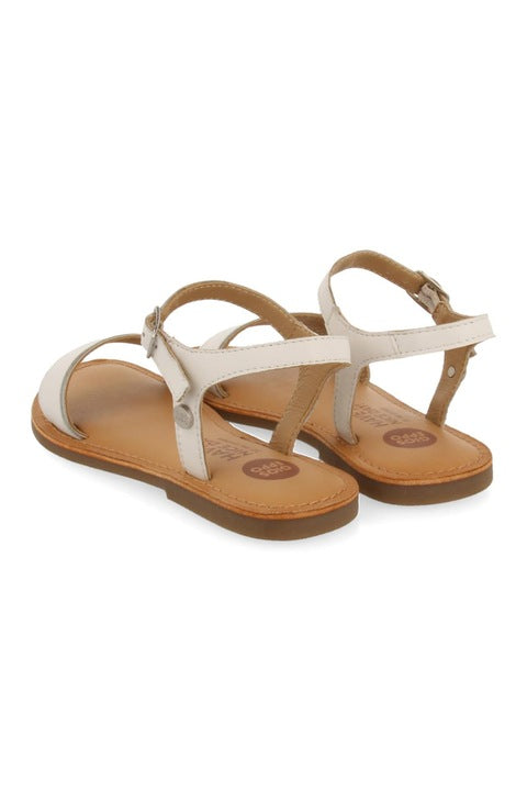 Gioseppo Girls' White Leather Buckle Strap Sandals 72113