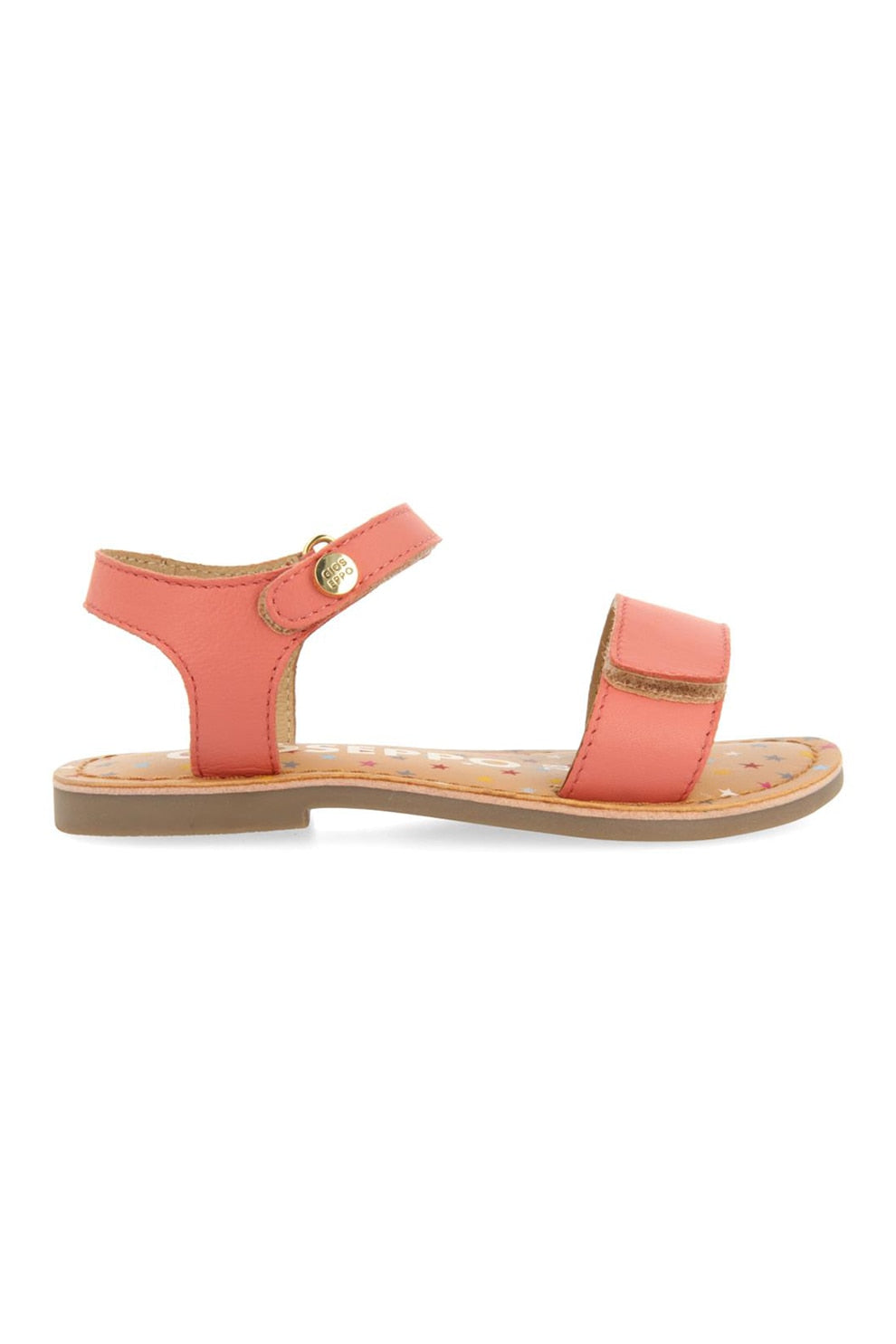 Gioseppo Gigean Kids' Natural Leather Velcro Sandals, Comfortable Coral Flat Sole, Size 30 EU