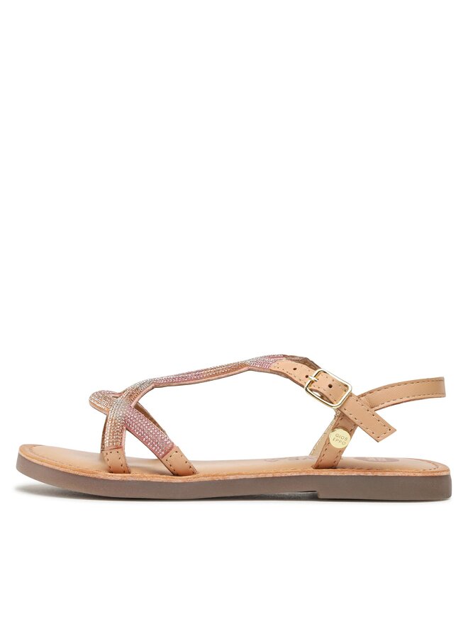 Gioseppo Girls' Pink Glitter Strappy Sandals - Comfortable Sheep Leather Peep-Toe 68223-P
