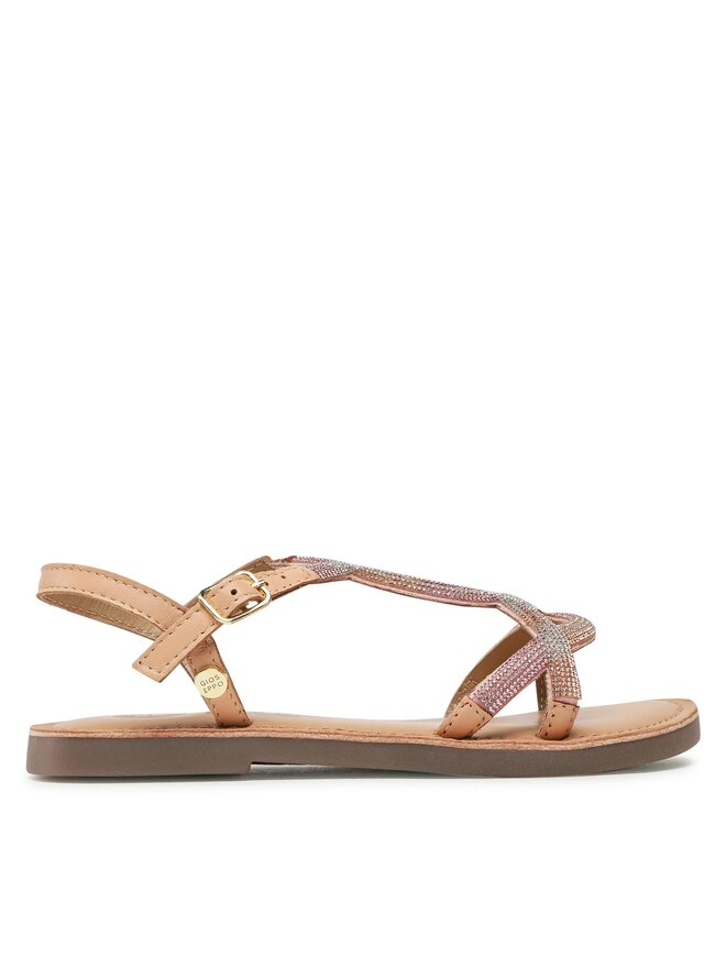Gioseppo Girls' Pink Glitter Strappy Sandals - Comfortable Sheep Leather Peep-Toe 68223-P