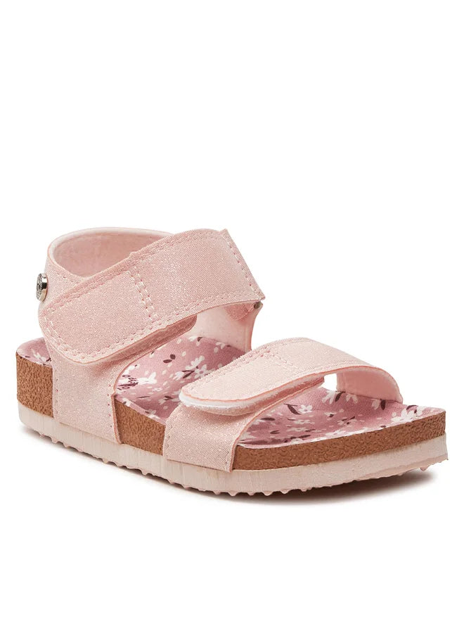 Girls' Pink Glitter Bio Sole Sandals with Floral Fantasy Print Insole 71354